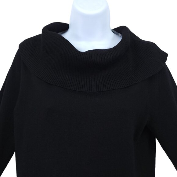 Chicos Pullover Sweater Womens Size 1 US 8 Cowl Neck Top Long Sleeve Black - Picture 3 of 12